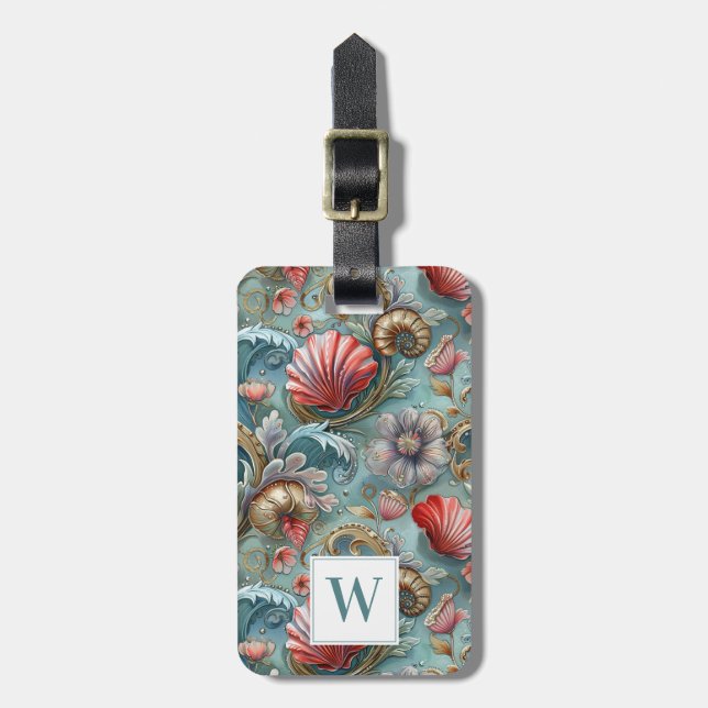 Ocean Floral Luggage Tag (Front Vertical)