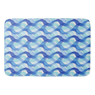 Ocean Flow Watercolor Wave Pattern Bath Mat