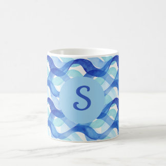 Ocean Flow Watercolor Wave Pattern Coffee Mug