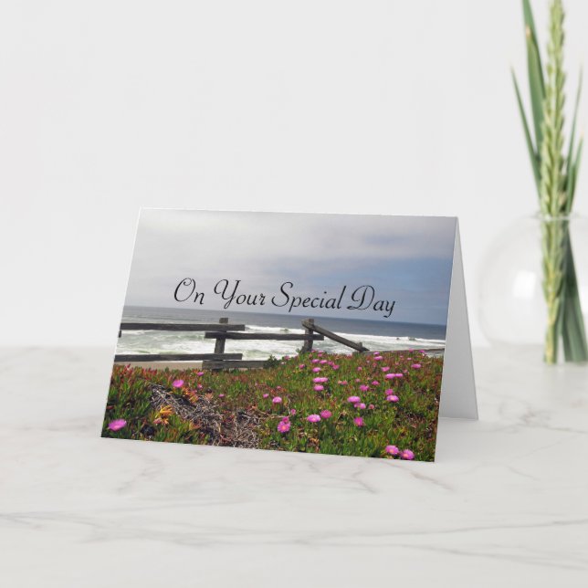 Ocean Flowers Adult Baptism Card (Front)
