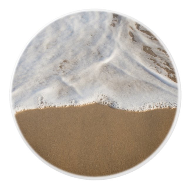 Ocean foam on beach ceramic knob (Front)