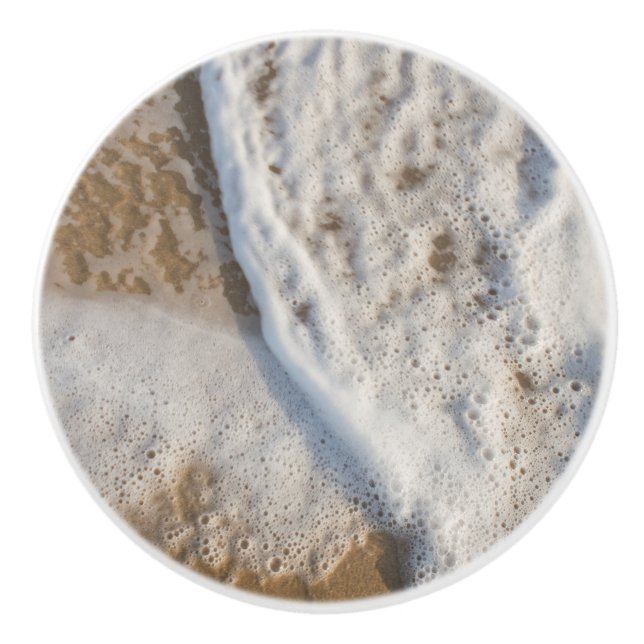 Ocean foam on beach ceramic knob (Front)
