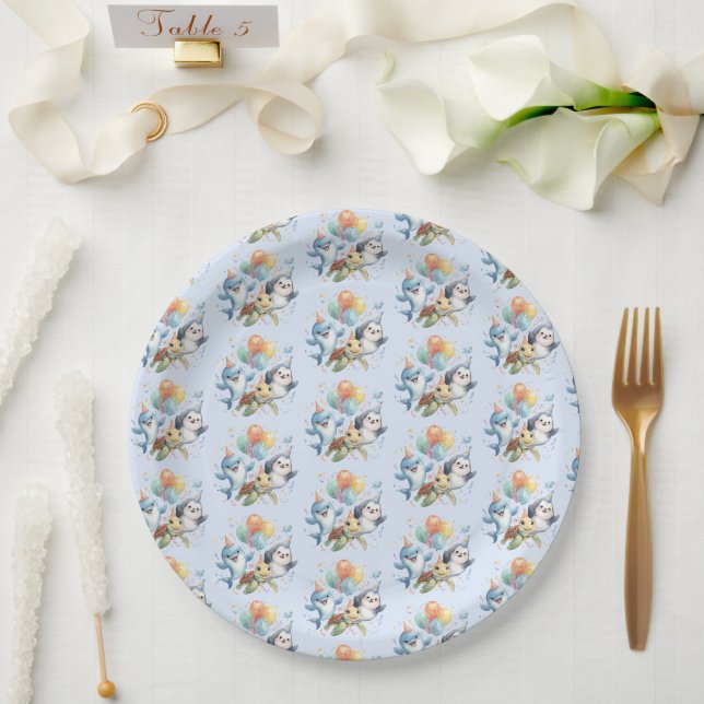 Ocean Friends Birthday Paper Plate (Wedding)