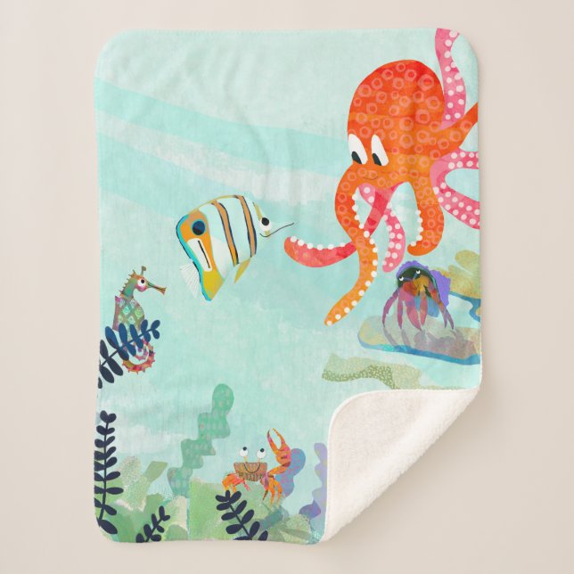 Ocean Friends Child's Sherpa Blanket (Front)