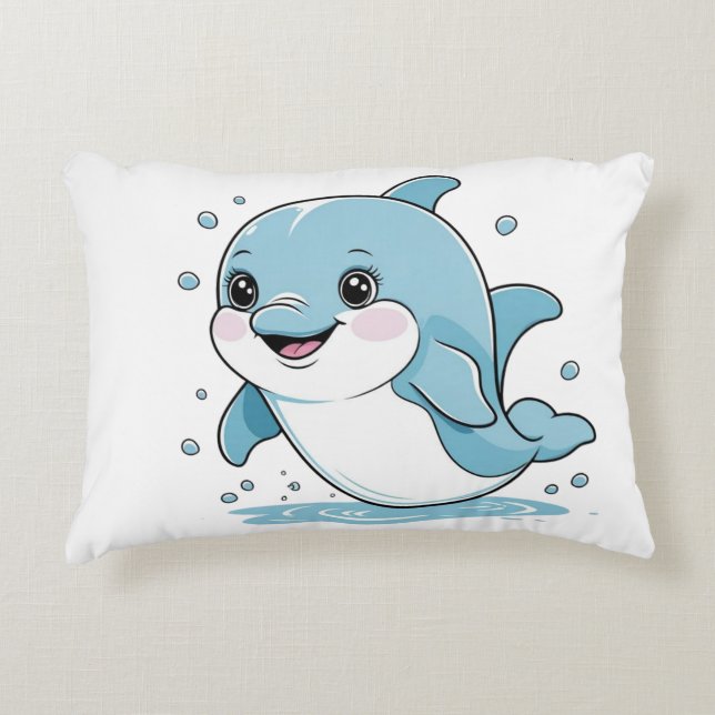 Ocean Friends Cute Sea Creatures Dolphin  Accent Pillow (Front)