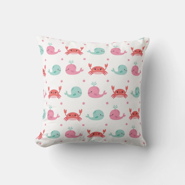 Ocean Friends Throw Pillow (Front)