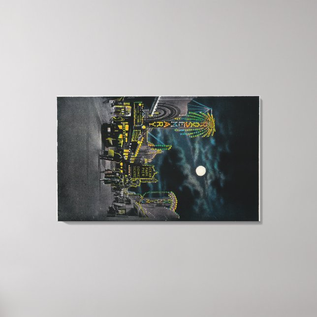 Ocean Front at Night, Ocean Park Canvas Print (Front)