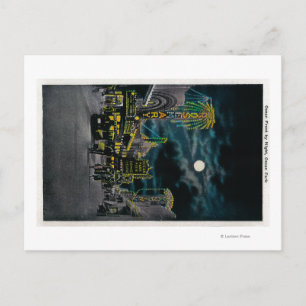 Ocean Front at Night, Ocean Park Postcard