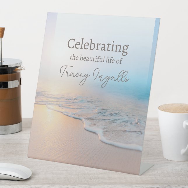 Ocean Funeral Celebration of Life  Pedestal Sign (In SItu)