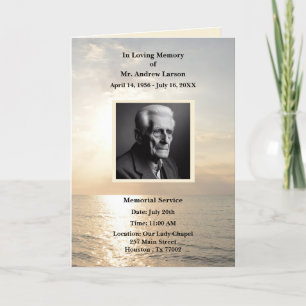 Ocean Funeral Memorial Obituary Folded Program