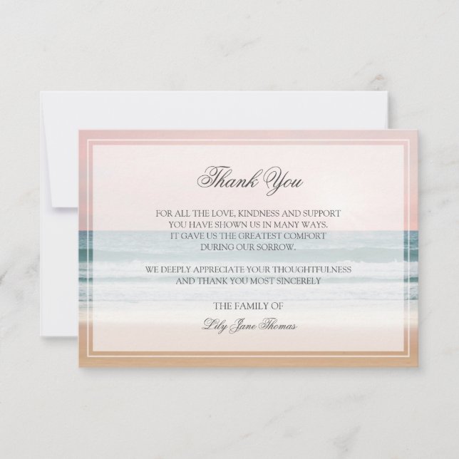 Ocean Funeral Thank You Card | Memorial Card (Front)