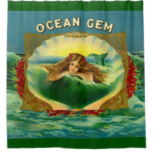 Ocean Gem mermaid cigar label print