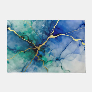 Ocean Geode Alcohol Ink Gold Veins Doormat