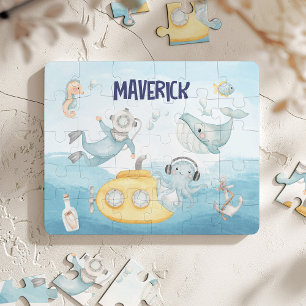 Ocean gift for Boys, Personalized Under the Sea Jigsaw Puzzle