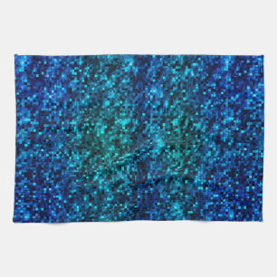 Ocean Glamour Blue and Green Glitter Kitchen Towel