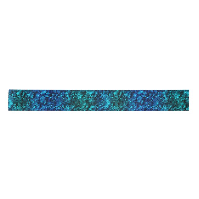 Ocean Glamour Blue and Green Glitter  Satin Ribbon (Front)