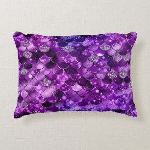 Ocean Glamour Colourful Fish Scales Pattern Accent Pillow