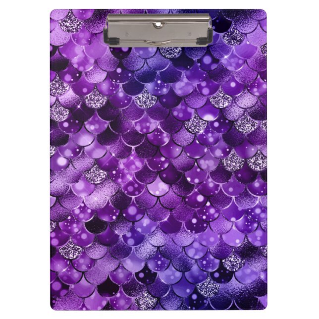 Ocean Glamour Colourful Fish Scales Pattern Clipboard (Front)