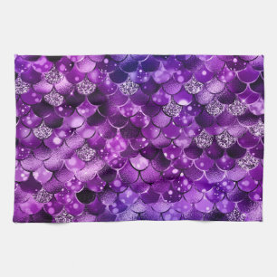 Ocean Glamour Colourful Fish Scales Pattern Kitchen Towel