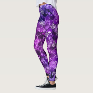 Ocean Glamour Colourful Fish Scales Pattern Leggings