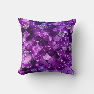Ocean Glamour Colourful Fish Scales Pattern Throw Pillow