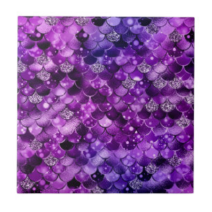 Ocean Glamour Colourful Fish Scales Pattern Tile