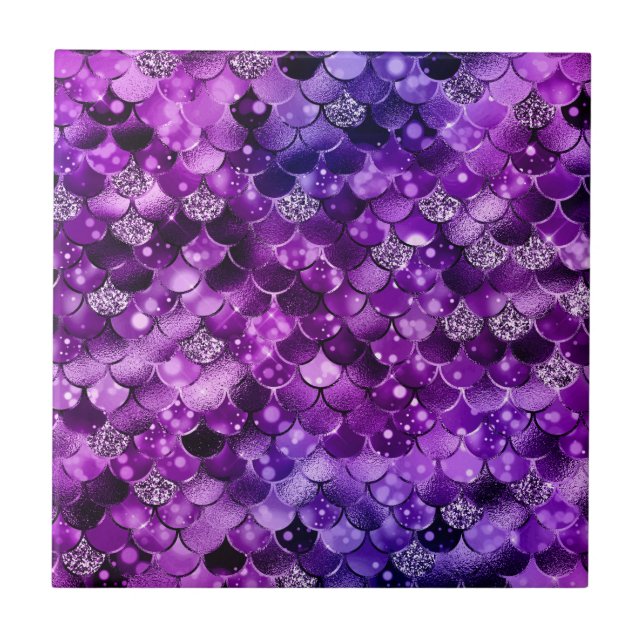 Ocean Glamour Colourful Fish Scales Pattern Tile (Front)