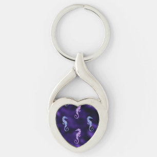 Ocean Glamour Colourful Sea Horse Pattern Keychain