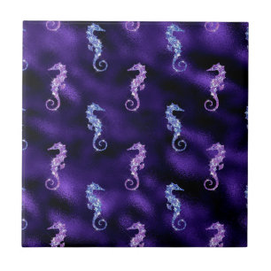 Ocean Glamour Colourful Sea Horse Pattern Tile