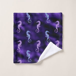 Ocean Glamour Colourful Sea Horse Pattern Wash Cloth