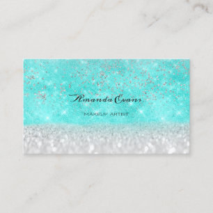 Ocean Glitter Sparkly Makeup Artist Blogger Event Appointment Card