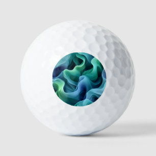 Ocean Glow Abstract Gradient Waves Pattern Golf Balls
