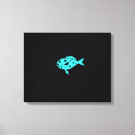 Ocean Glow_Aqua-on-Black Lonely Grouper Canvas Print<br><div class="desc">If you're feeling creative, you can change the size and position of grouper, or the background colour. Just click "Customize it" and let the fun begin! Using the design tool options above to your right it's easy to select an ideal "size" for your canvas wrap, then choose your "frame thickness,...</div>