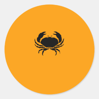 Ocean Glow_Black-on-Orange Crab Classic Round Sticker