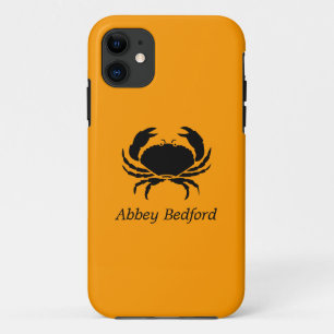 Ocean Glow_Black on Orange Crab_personalized iPhone 11 Case