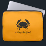 Ocean Glow_Black on Orange Crab_personalized Laptop Sleeve<br><div class="desc">Show off your crush on crusty crustaceans with our eye-catching, Ocean Glow, maritime icons, fully-customizable Black on Orange Crab Crab super stylish, travel-friendly, 100% neoprene laptop sleeve. To personalize it, just add your name in the available template field, and you're done. If you're feeling creative, you can also change the...</div>