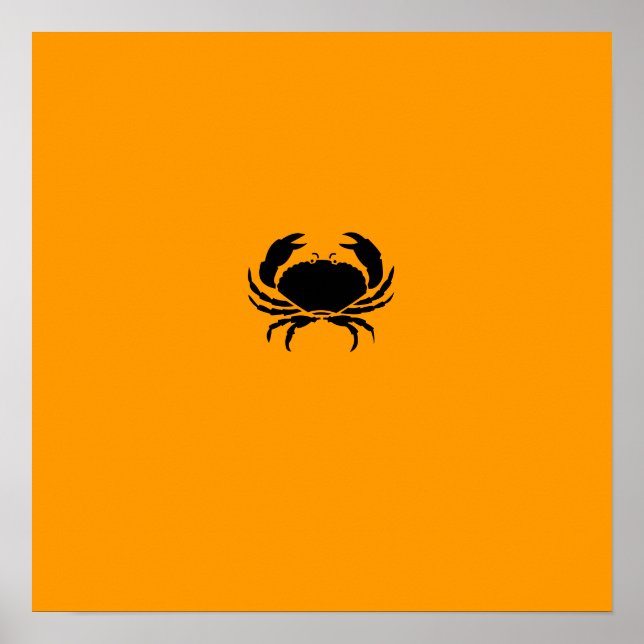 Ocean Glow_Black-on-Orange Crab Poster (Front)