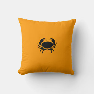 Ocean Glow_Black on Orange Crab Throw Pillow