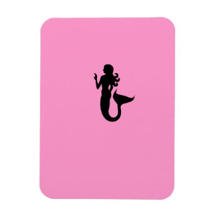 Ocean Glow_Black-on-Pink Mermaid Magnet