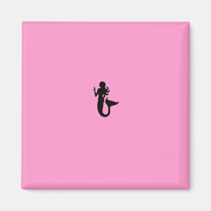 Ocean Glow_Black-on-Pink Mermaid Magnet