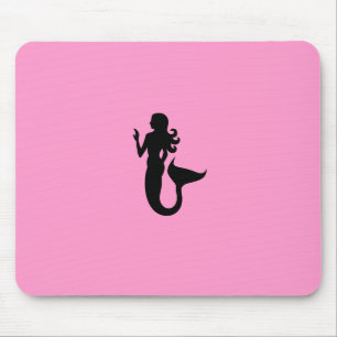 Ocean Glow_Black-on-Pink Mermaid Mouse Pad