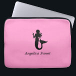 Ocean Glow_Black-on-Pink Mermaid_personalized Laptop Sleeve<br><div class="desc">Show off your love for the ocean and all its undersea majesty with our Ocean Glow, maritime icons, black-on-pink Mermaid super stylish, travel-friendly, 100% neoprene laptop sleeve. To personalize it, just add your name in the available template field, and you're done. If you're feeling creative, you can also change the...</div>