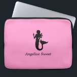 Ocean Glow_Black-on-Pink Mermaid_personalized Laptop Sleeve<br><div class="desc">Show off your love for the ocean and all its undersea majesty with our Ocean Glow, maritime icons, black-on-pink Mermaid super stylish, travel-friendly, 100% neoprene laptop sleeve. To personalize it, just add your name in the available template field, and you're done. If you're feeling creative, you can also change the...</div>