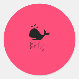 Ocean Glow_black-on-red Whale "Bink Thig" Classic Round Sticker