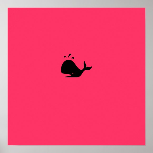 Ocean Glow_black-on-red Whale Poster (Front)