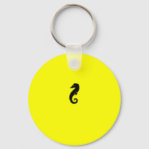 Ocean Glow_Black-on-Yellow Seahorse Keychain