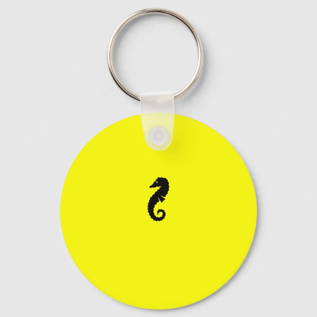 Ocean Glow_Black-on-Yellow Seahorse Keychain (Front)