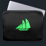 Ocean Glow_Green-on-Black  Clipper Ship Laptop Sleeve<br><div class="desc">If you're feeling creative,  you can change the size,  position,  colour,  and even the number of Clipper ships,  along with the background colour. Just click "Customize it, " and away you go!</div>