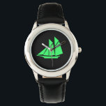 Ocean Glow_Green-on-Black Clipper Ship Watch<br><div class="desc">Show them who's the big skipper with our Ocean Glow, maritime icons, green-on-black Clipper ship wrist watch. If you're feeling creative, you can change the size, position, colour, and even the number of Clipper ships, along with the background colour. Just click "Customize it, " and away you go!</div>