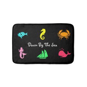 Ocean Glow_nautical themed_aquarium style Bath Mat